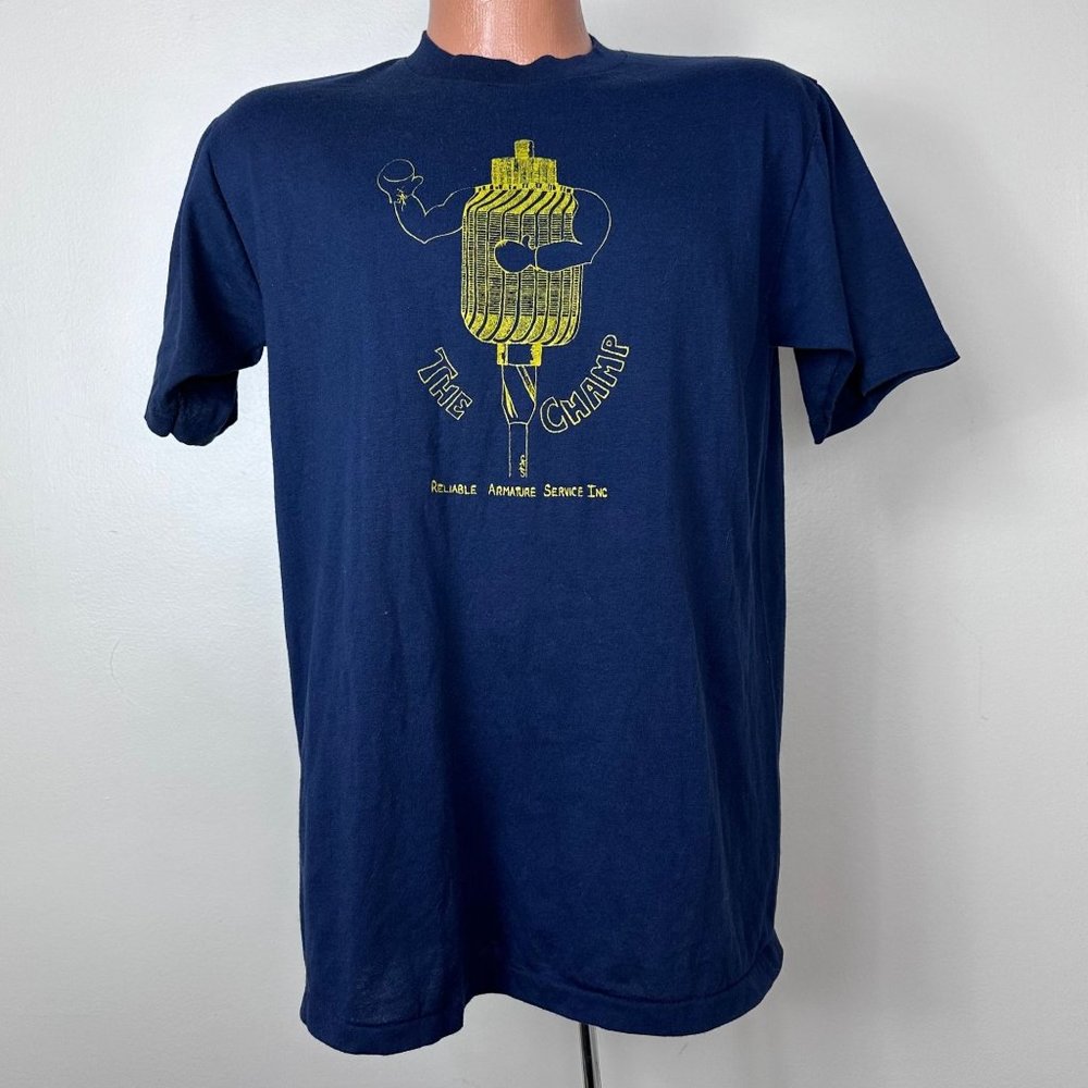 Vintage 1980s Reliable Armature Service Inc The Champ T-Shirt, Sportswear M/L